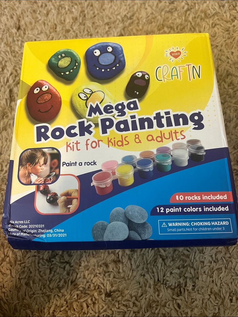 Craft Mega Rock Painting Kit - Yellow Box with Blue & Red Accents